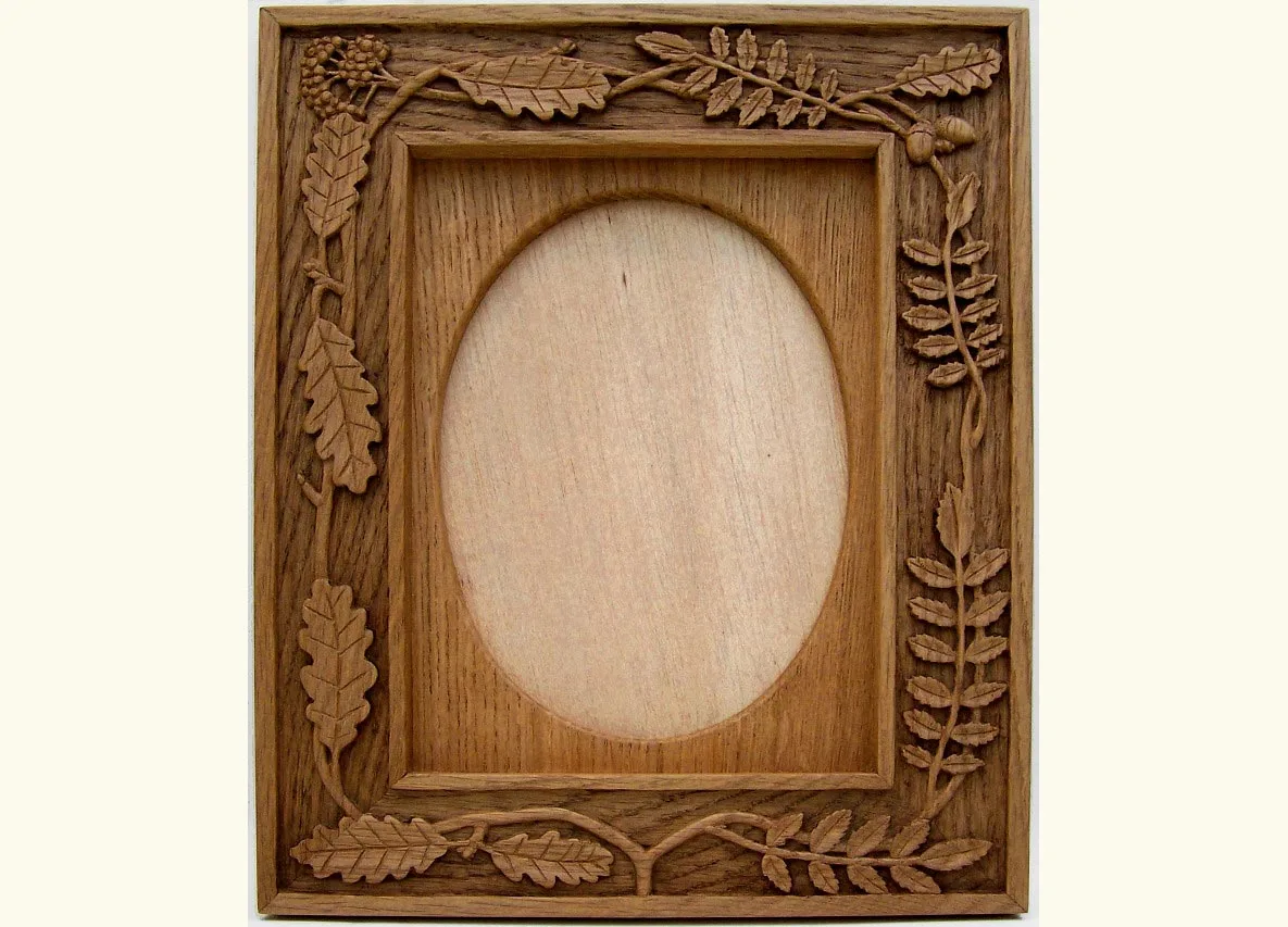 Carved oak picture frame
