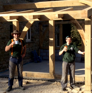 A well earned tea break once the frame was up