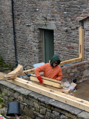 Fitting the timbers for the cottage conservatory