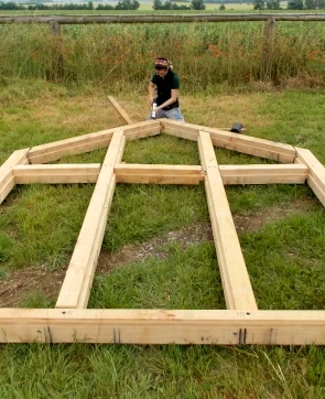 Assembling the barn office window frames