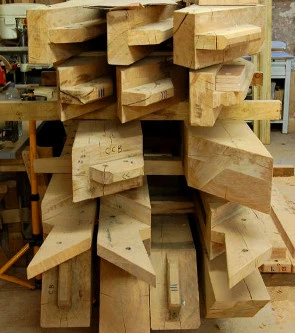 Timbers stacked ready for transport to site