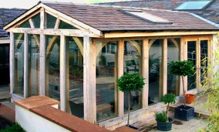 Green oak extension and garden room