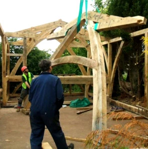 Craning a large truss into place